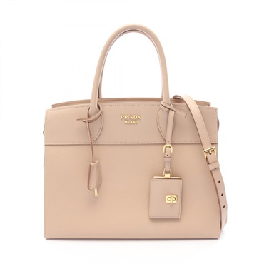 PRADA Esplanade SAFFIANO CITY C Shoulder Handbag 1BA047 leather Beige Used Women
