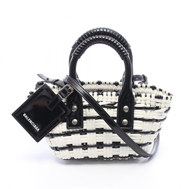BALENCIAGA BISTRO XXS Bistro Basket Crossbody Handbag 678028 enamel Black Used