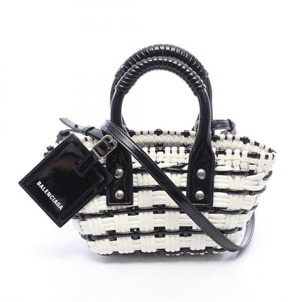 BALENCIAGA BISTRO XXS Bistro Basket Crossbody Handbag 678028 enamel Black Used