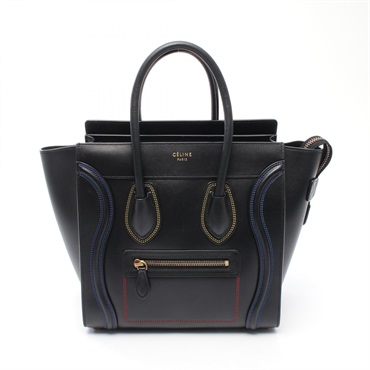 CELINE Luggage micro shopper Handbag 189793 leather Black Used Women
