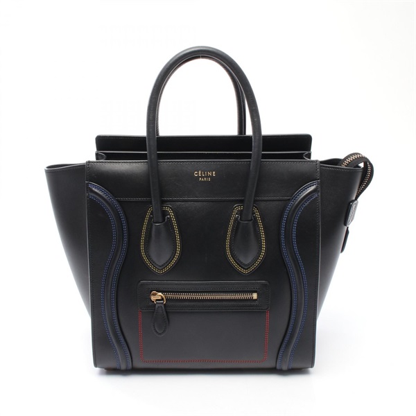 CELINE Luggage micro shopper Handbag 189793 leather Black Used Women