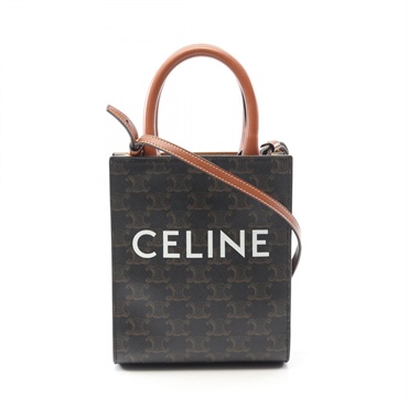 CELINE Mini Vertical Cabas Triomphe Handbag 194372BZK.04LU canvas leather used
