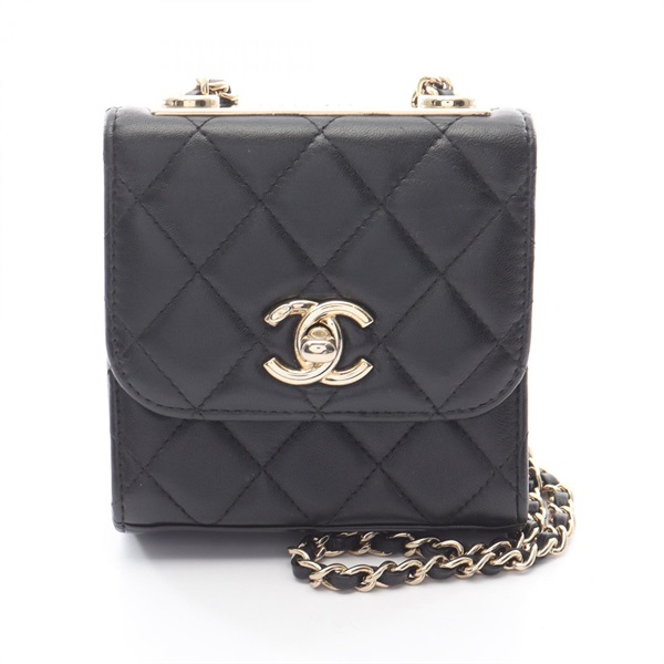 CHANEL Mini Matelasse Chain Shoulder Bag Lambskin Black GHW Used Women Coco CC