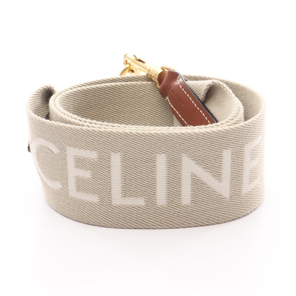 CELINE Jacquard Short Shoulder strap 49S022AEP canvas leather Beige White Used
