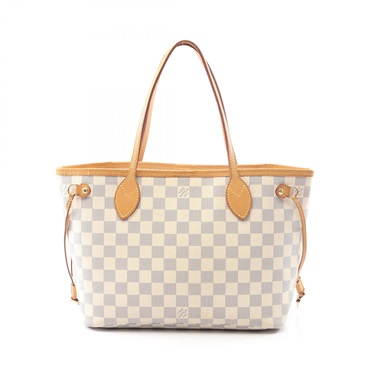 LOUIS VUITTON Neverfull PM Tote shoulder Bag N51110 Damier Azur leather used LV
