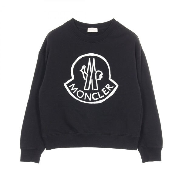 MONCLER sweatshirt long-sleeve tops cotton Black Used Women logo size XS