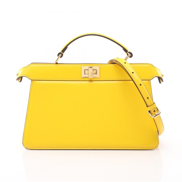 FENDI PEEKABOO ISEEU EAST WEST Shoulder Handbag 8BN323 leather Yellow Used Women