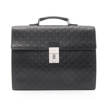 GUCCI Guccisima Logo Business Bag 34044 Leather Black Used Mens