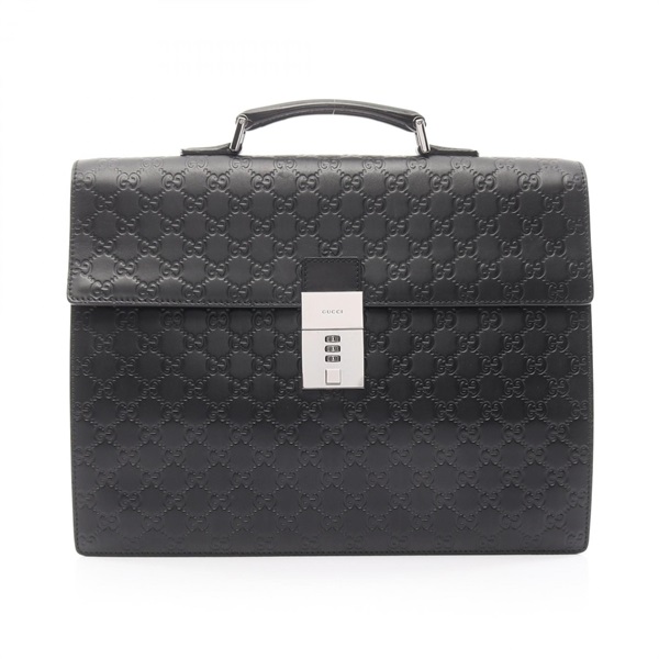 GUCCI Guccisima Logo Business Bag 34044 Leather Black Used Mens