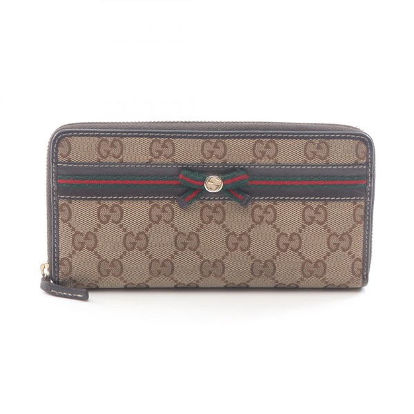 GUCCI Mayfair GG Canvas Sherry Line Around zip long wallet 307995 leather Used