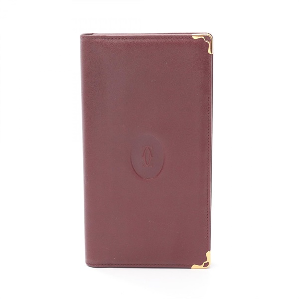 CARTIER Must Line Bifoldpurse wallet leather Bordeaux Used Women