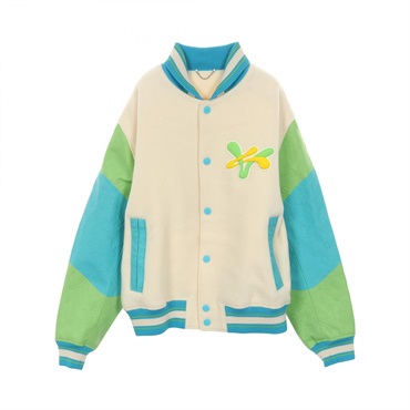 LOUIS VUITTON Rainbow Playground Varsity Blouson Jacket wool leather Used #56 LV