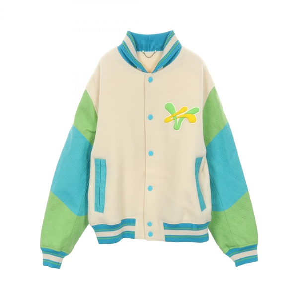 LOUIS VUITTON Rainbow Playground Varsity Blouson Jacket wool leather Used #56 LV