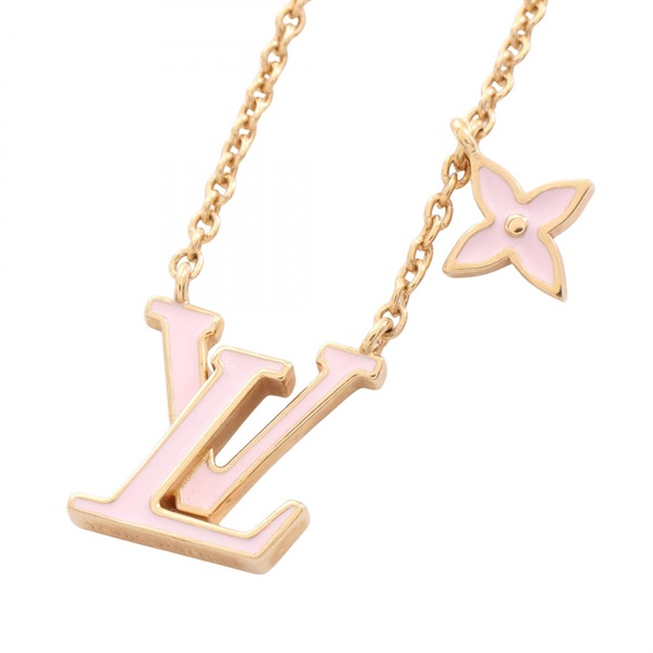 LOUIS VUITTON LV Iconic Necklace Pendant Gold Plated enamel Pink Used Women
