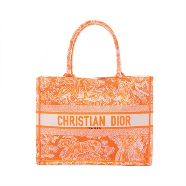 Christian Dior BOOK TOTE Medium Handbag canvas Orange Used Women