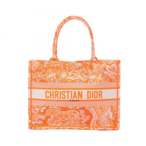 Christian Dior BOOK TOTE Medium Handbag canvas Orange Used Women