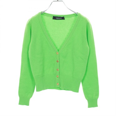 VERSACE Medusa Button cardigan cashmere Green #38 Used Women