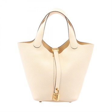 HERMES Picotin Lock PM Handbag Taurillon Clemence leather Beige Nata Used Z GHW