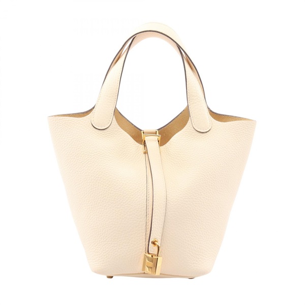 HERMES Picotin Lock PM Handbag Taurillon Clemence leather Beige Nata Used Z GHW