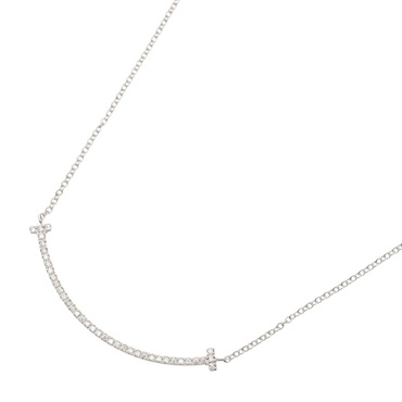 TIFFANY＆CO T Smile Small Diamond Necklace 18KWG White Gold Used women