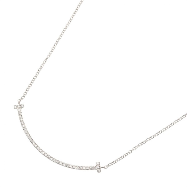 TIFFANY＆CO T Smile Small Diamond Necklace 18KWG White Gold Used women