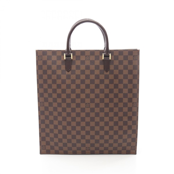 LOUIS VUITTON Sac Plat Tote Bag N51140 Damier leather Brown Ebene Used Women