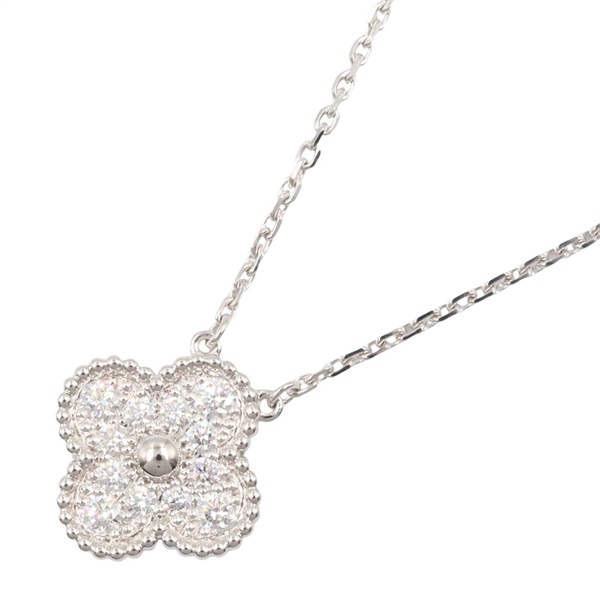 Van Cleef & Arpels Vintage Alhambra Diamond Necklace 18KWG White Gold Used Women
