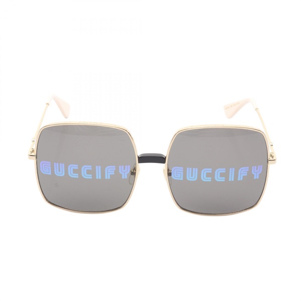 GUCCI GUCCIFY Sunglasses Eyewear Gold Plated Plastic Beige Used Women
