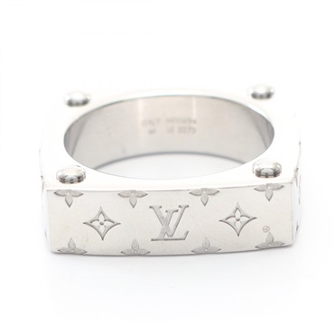 LOUIS VUITTON Monogram Bold Ring Stainless Steel Used US size #9.5 #M Women