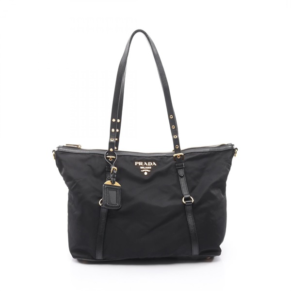 PRADA Shoulder Tote Bag Nylon leather Black Used Women
