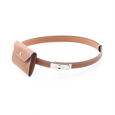 HERMES Kelly Pocket 18 Belt Epsom leather Gold Brown Used Women B SHW