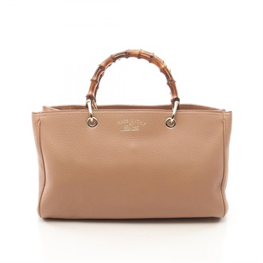 GUCCI Bamboo Shopper Medium Tote Handbag 323660 leather Beige Used Women