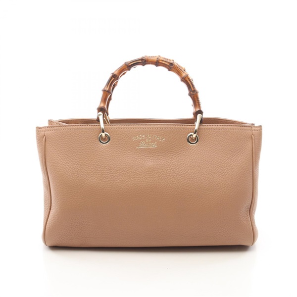 GUCCI Bamboo Shopper Medium Tote Handbag 323660 leather Beige Used Women