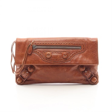 BALENCIAGA Giant envelope business clutch bag 204534467891 leather Brown Used