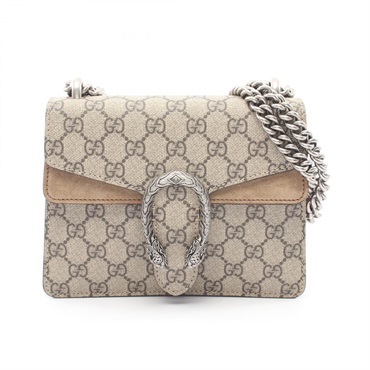 GUCCI Dionysus GG Supreme chain Shoulder Bag 421970 canvas Suede Beige Used