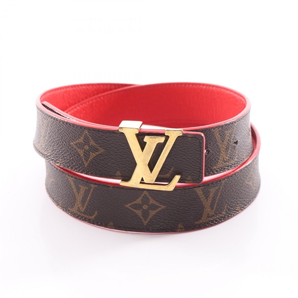 LOUIS VUITTON Ceinture Initial Reversible belt M9498 Monogram leather GHW rouge