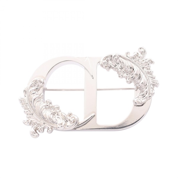 Christian Dior CD logo brooch pin feather Stainless Steel used