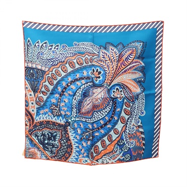 HERMES Petit Carre 45 Gavroche Maharani's Garden Scarf Wrap silk Blue Used