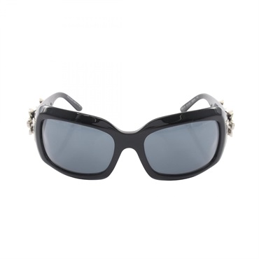 BVLGARI flour Sunglasses eyewear Plastic Metal crystal Black Silver Used Women