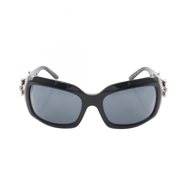 BVLGARI flour Sunglasses eyewear Plastic Metal crystal Black Silver Used Women