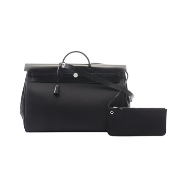 HERMES Herbag Zip 50 Retourne Cabin shoulder bag Toile Military hunter Black