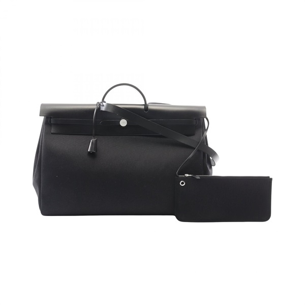 HERMES Herbag Zip 50 Retourne Cabin shoulder bag Toile Military hunter Black
