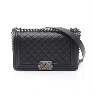 CHANEL Boy chanel Shoulder Bag A67086 Grained Calfskin leather Black Used SHW