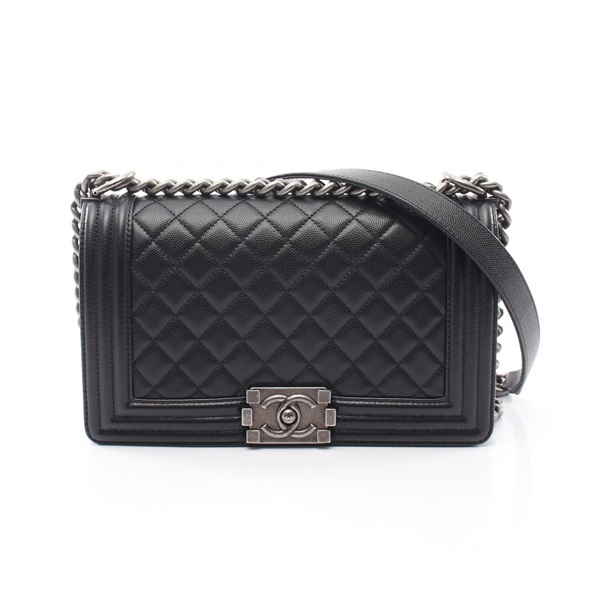 CHANEL Boy chanel Shoulder Bag A67086 Grained Calfskin leather Black Used SHW