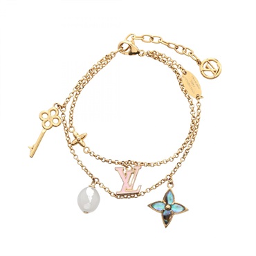 LOUIS VUITTON LV Layer Color Bracelet M1390A GP Artificial pearl Pink Used Women
