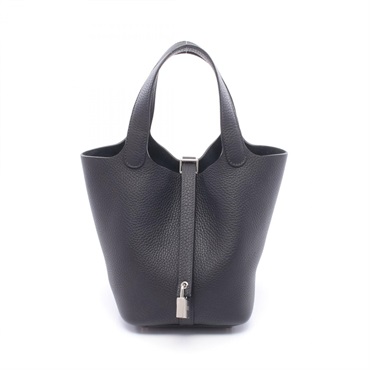 HERMES Picotin Lock PM Tote Handbag Clemence leather Navy Caban Used Women K SHW