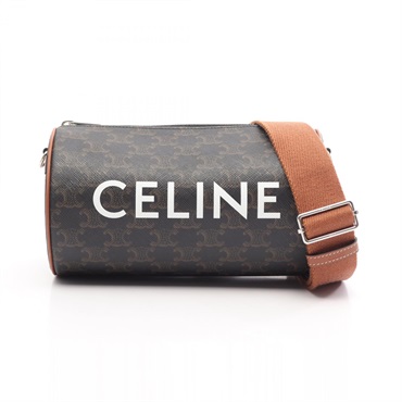 CELINE Triomphe Shoulder Crossbody Bag 110052EKK canvas leather Black Brown Used