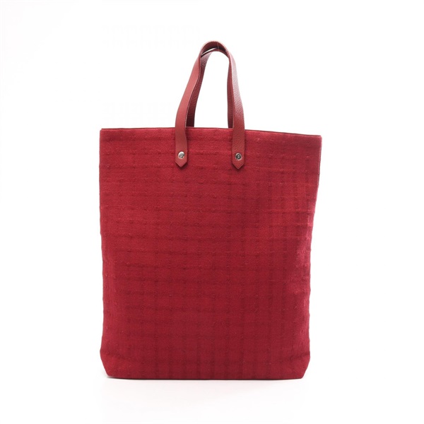 HERMES Amedaba GM Tote Handbag canvas leather Red Rouge Used Women SHW