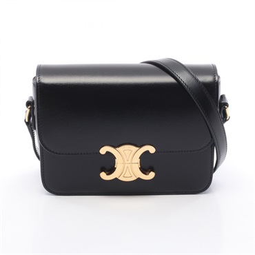 CELINE Teen Triomphe Shoulder Crossbody Bag 188423BF4.38NO leather Black Used