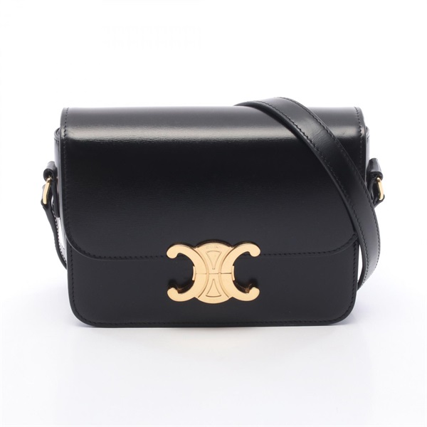 CELINE Teen Triomphe Shoulder Crossbody Bag 188423BF4.38NO leather Black Used